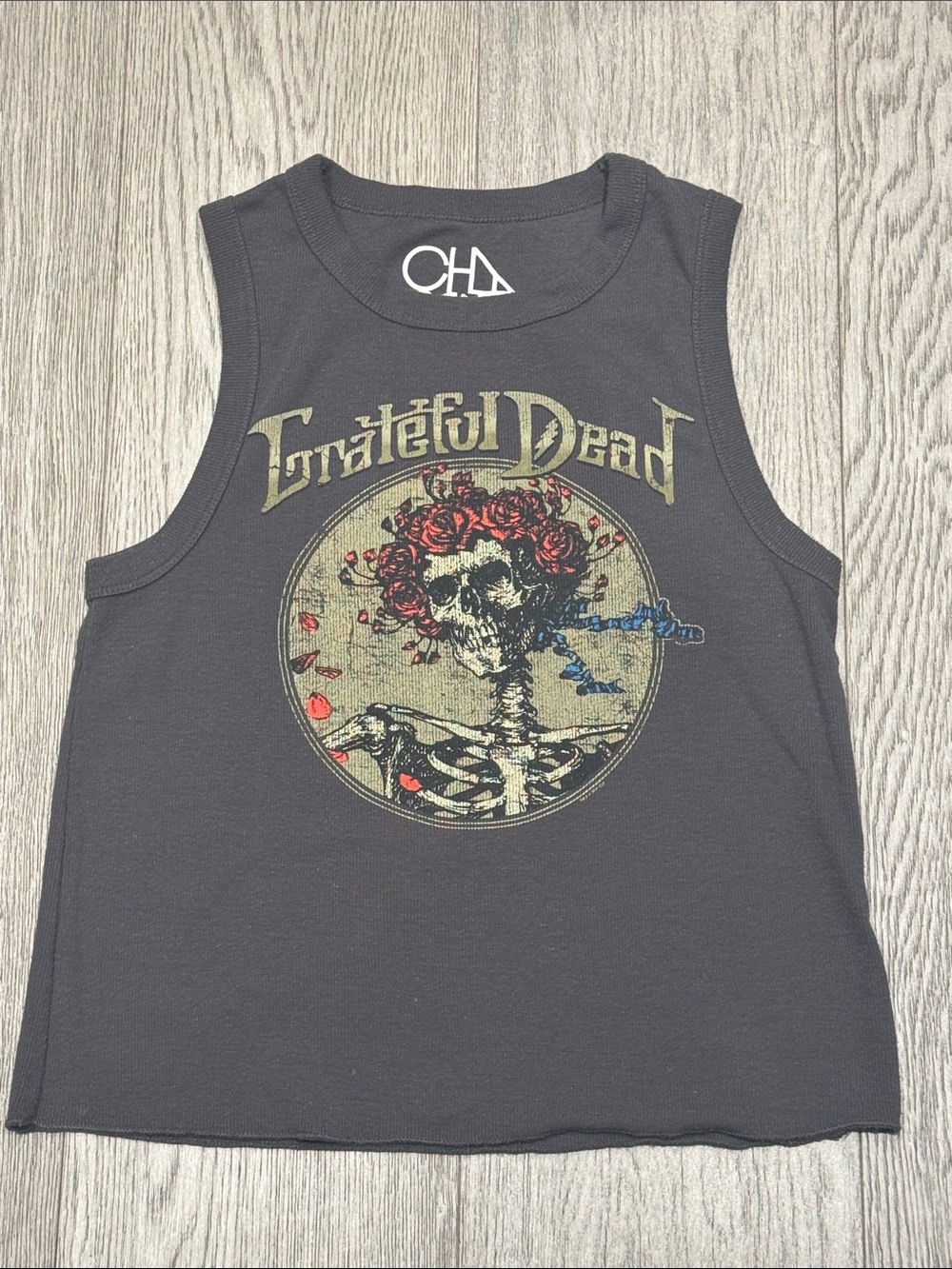 Grateful Dead Tank Top - Charcoal/Black with Red and Blue Accents